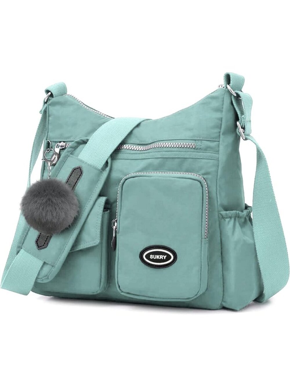 Women's Light Green Nylon Crossbody Bag Anti theft RFID Pocket Waterproof Bag